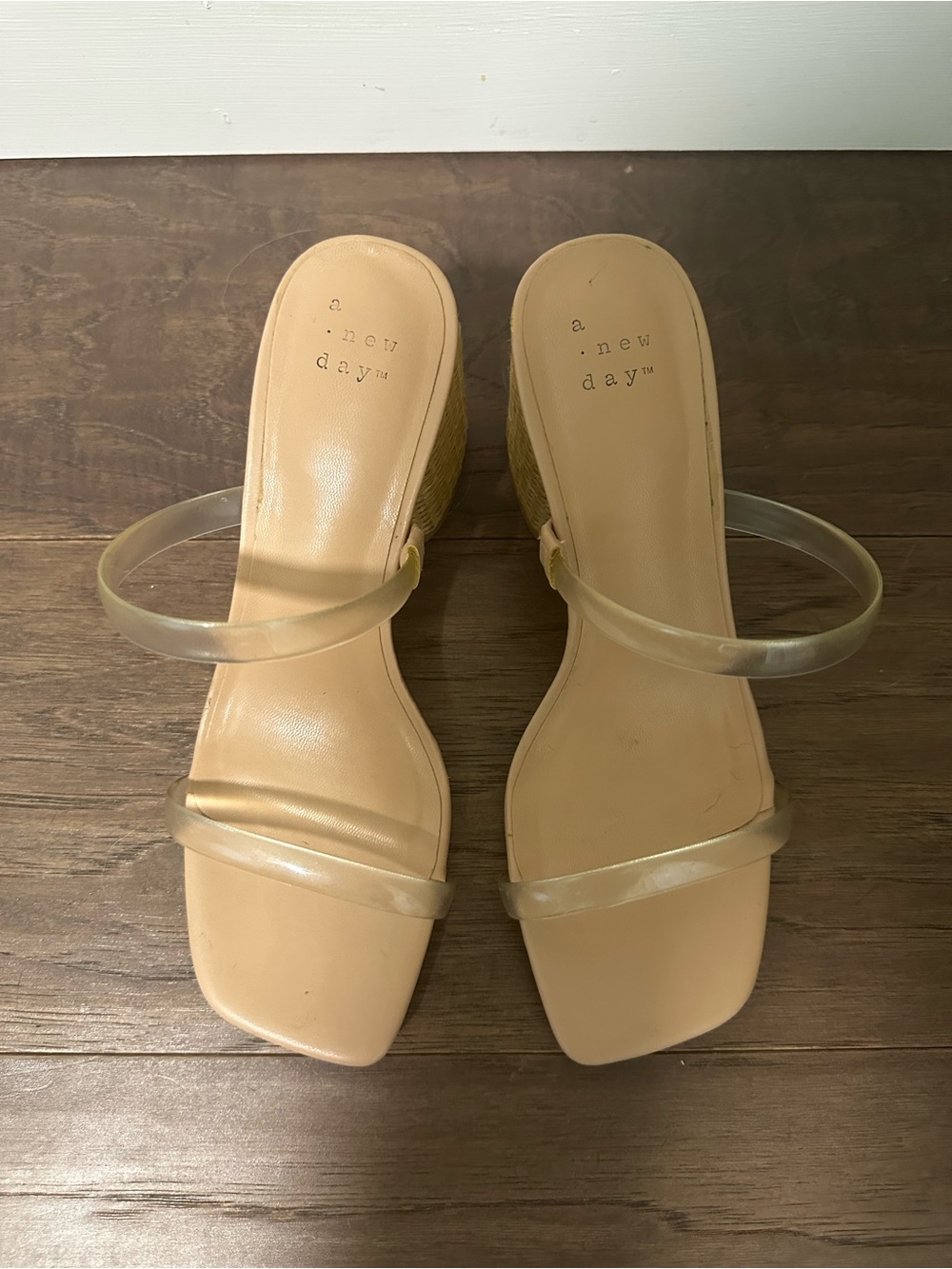 a new day Nude Clear-Strap Wedge Sandals